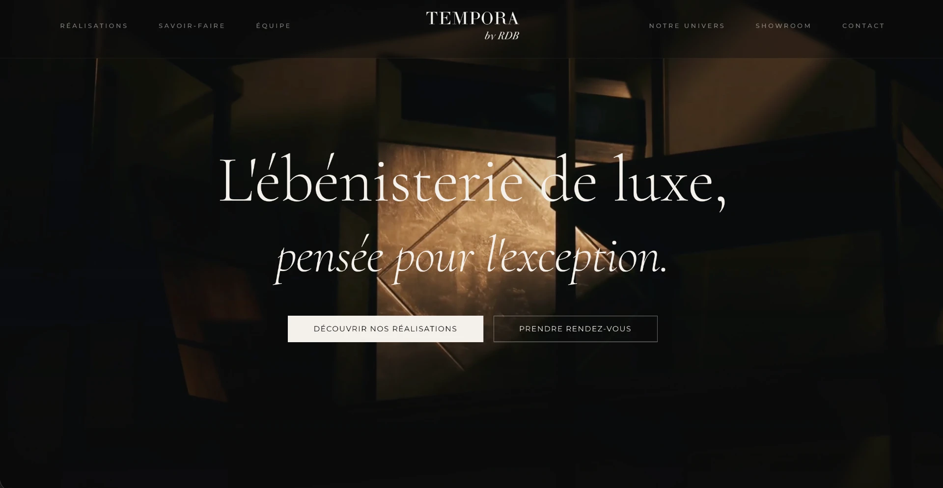 Page d'accueil du site Tempora by RDB réalisé par Sphera