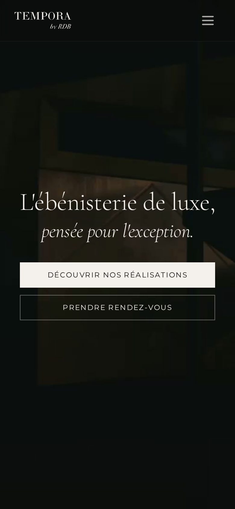 Version mobile du site Tempora by RDB