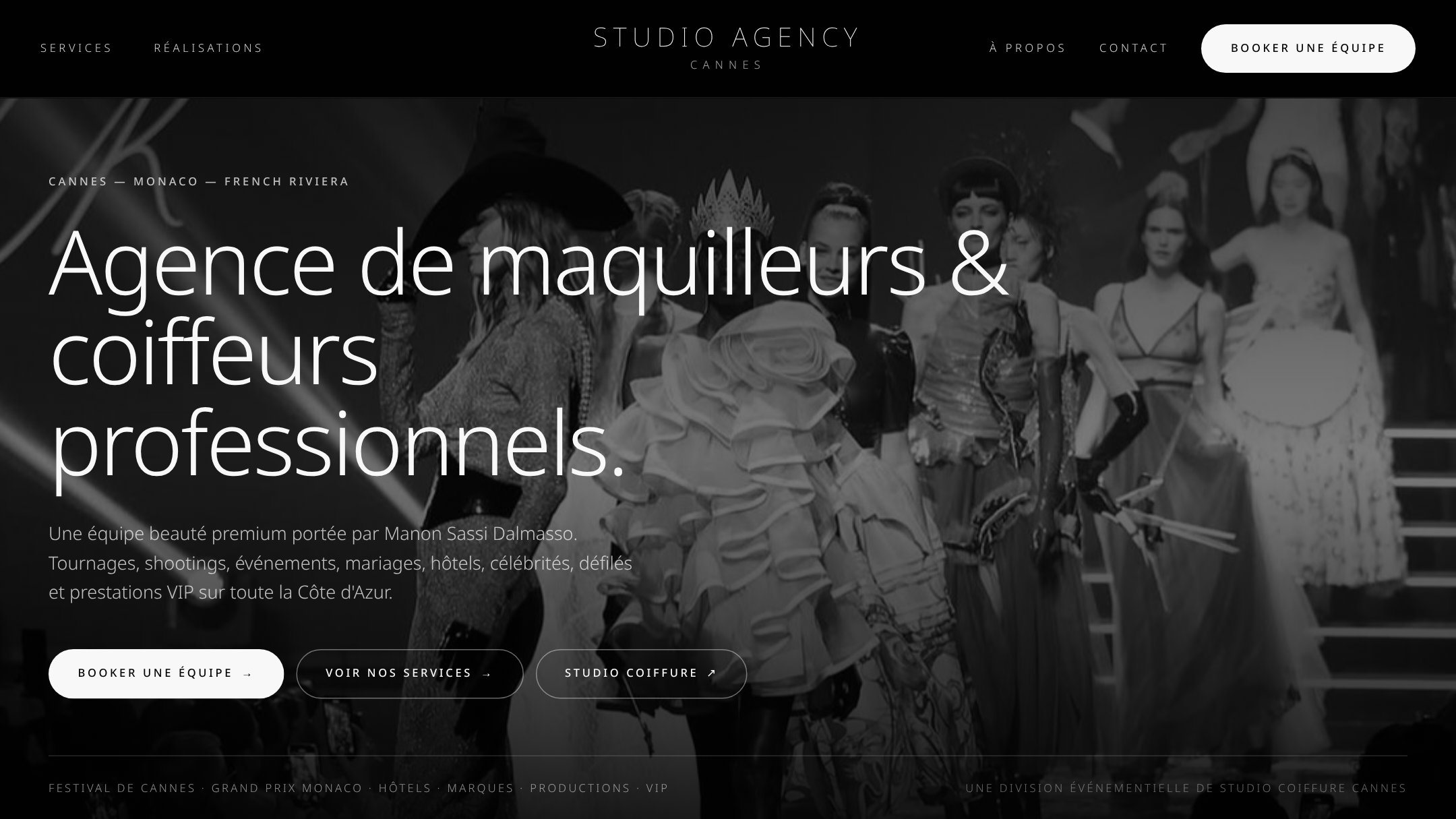 Page d’accueil du site Studio Agency Cannes